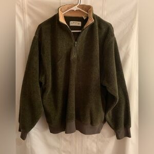 Orvis Men's Dark Green Sherpa Zip-Up Pullover-Large
